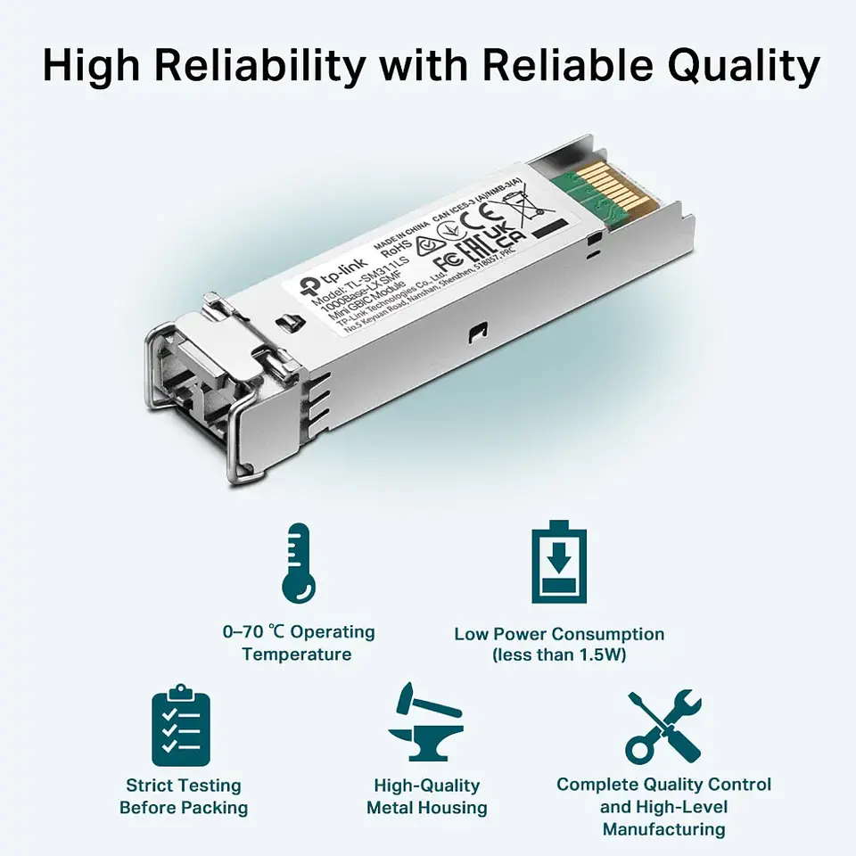 TL-SM311LS TP-LINK SM 2-LC/UPC 10Km 1310nm Modulo SFP 1.25Gbps Gigabit Unidad 3