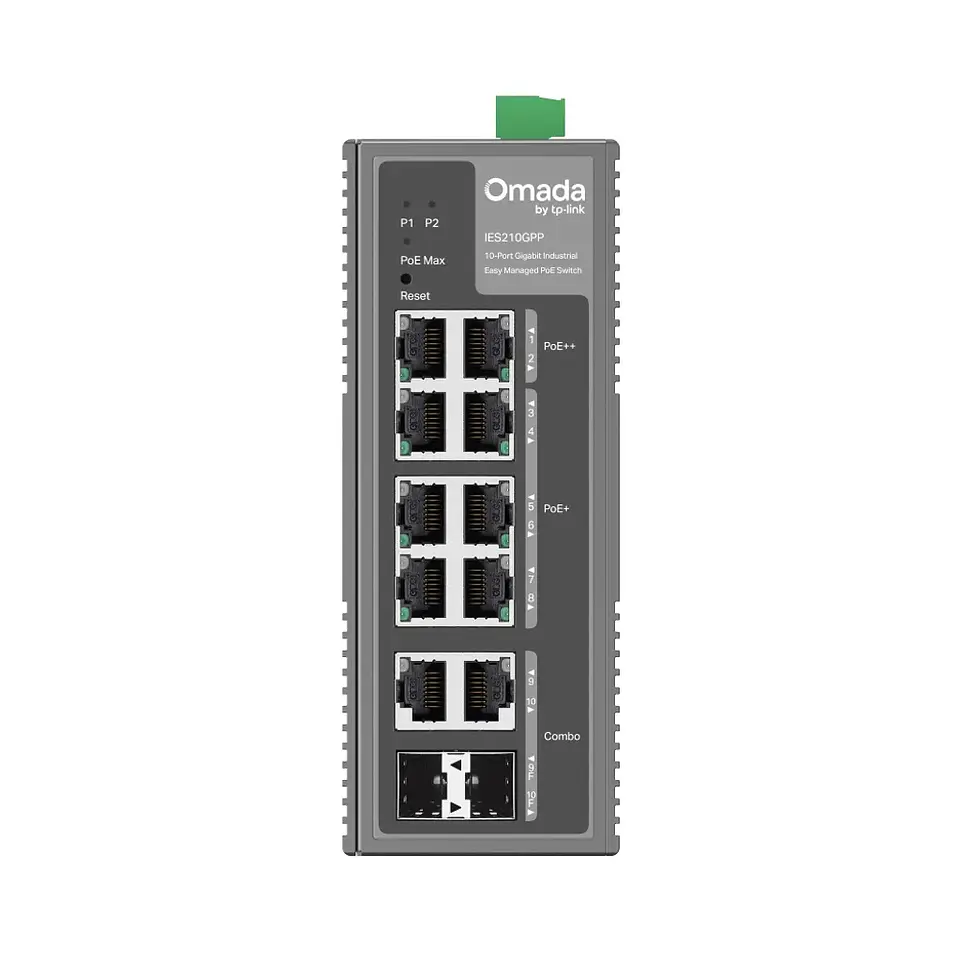 IES210GPP. Switch Industrial Omada fácil administración con 6 puertos PoE+ y 2 puertos PoE++ 2