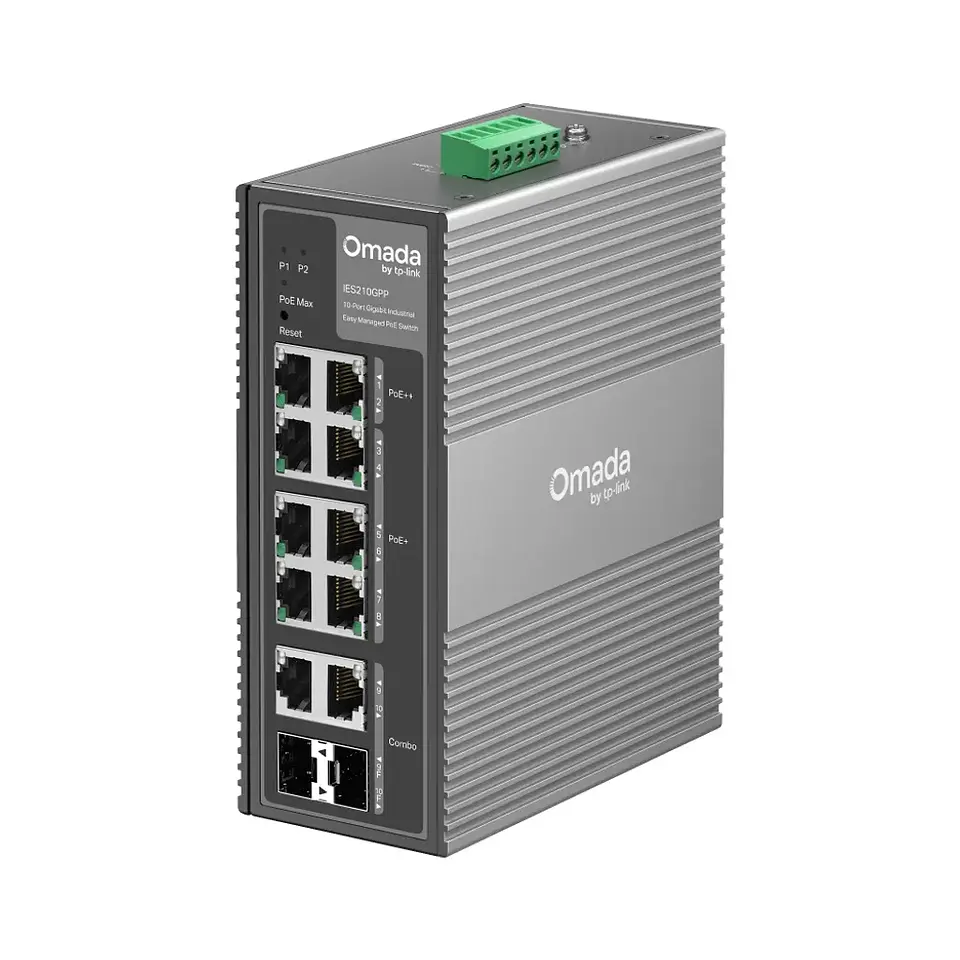 IES210GPP. Switch Industrial Omada fácil administración con 6 puertos PoE+ y 2 puertos PoE++ 1