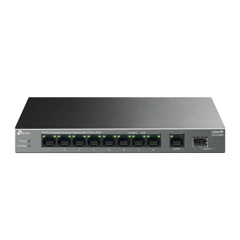 LS1210GP. Switch Gigabit de sobremesa de 10 puertos con 8 puertos PoE+ 1 SPFP 1