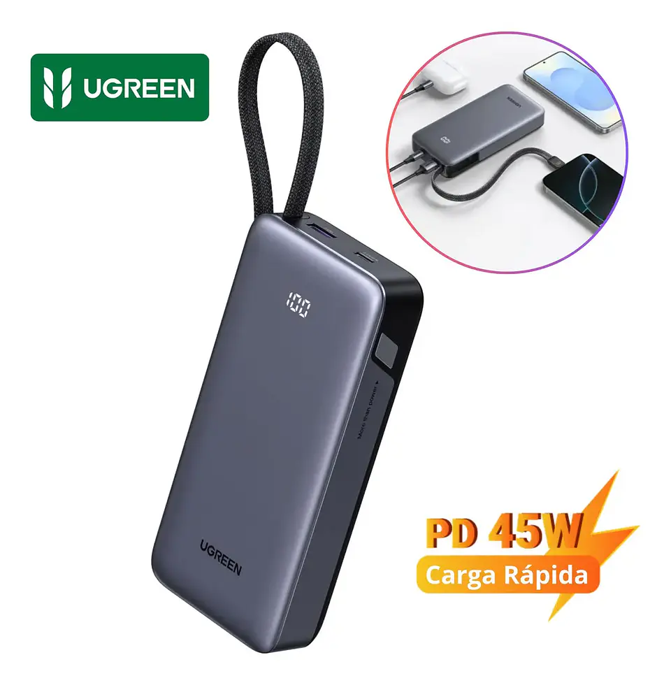 PB536. Power Bank Alta Vel. UGREEN 20.000Mah 45W. Incluye Cable 1