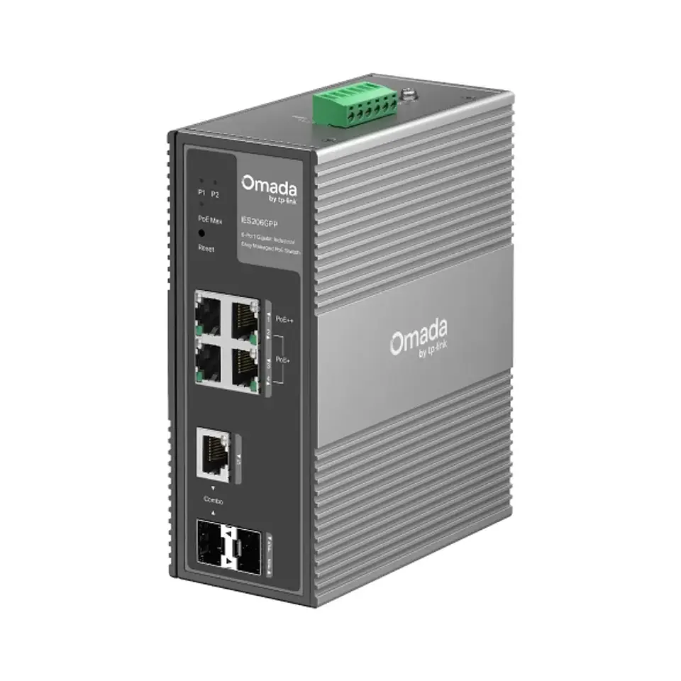 IES206GPP. Switch Industrial Omada Easy Managed 6 Puertos Gigabit, 3 Puertos PoE+ y 1 Puerto PoE++ 1