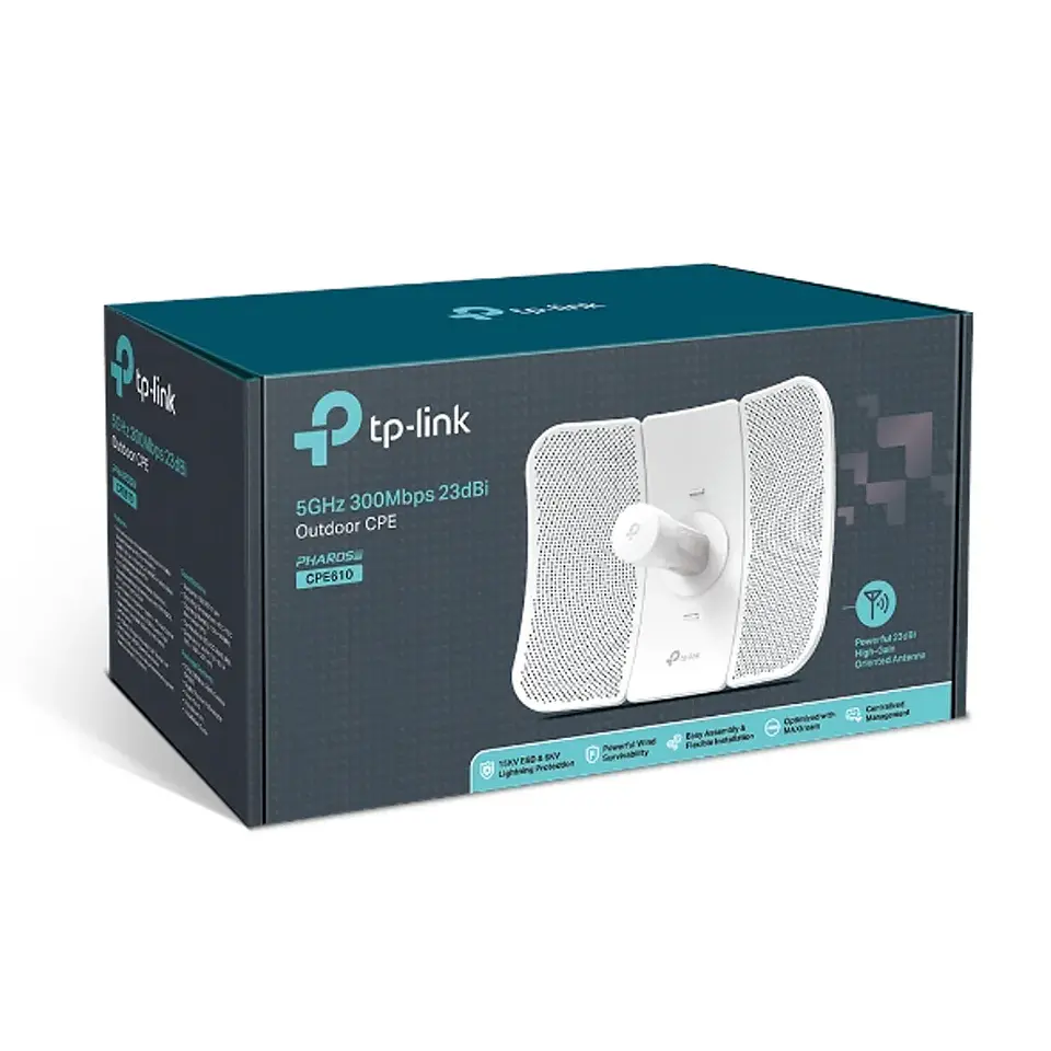 CPE610. CPE exterior 5GHz 300Mbps Antena direccional alta ganancia de 23 dBi y reflector metálico de 3