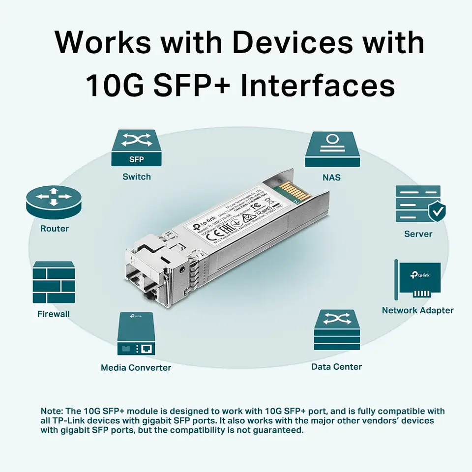 TL-SM5110-SR. Transceptor LC 10GBase-SR SFP+ Compatible con switch con puertos 10G SFP+ como TL-SG34 3