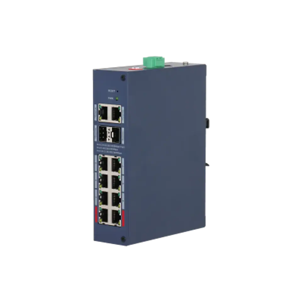 DH-CHS4212-8GT-110. Switch Dahua Formato Industrial, 8 Puertos Poe 10/100/1000, 2 Puertos SFP 10/100/1000, 2 Puertos uplink 10/100/1000, protección IP30 y IK06. 1