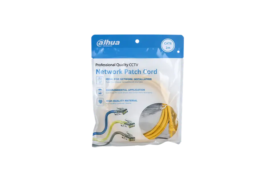 DH-PFM972-6U-2-yellow. Cable Patch Cord UTP Cat6 2 Metros Dahua Color AMARILLO 1