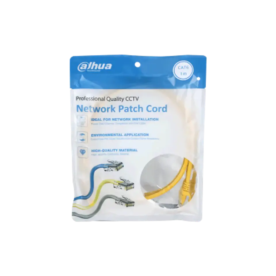 DH-PFM972-6U-1-yellow. Patch cord 1 metro Dahua categoría 6 de 24AWG COLOR AMARILLO 1