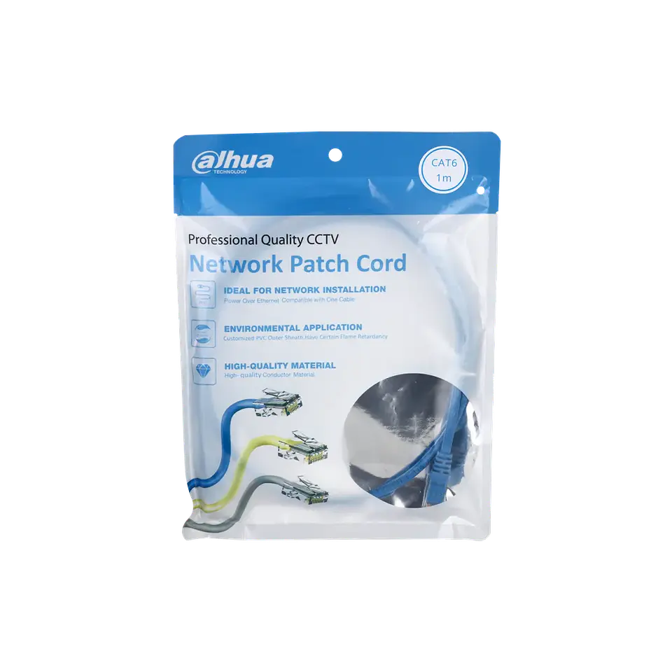 DH-PFM972-6U-1-AZ. Patch cord 1 metro Dahua categoría 6 de 24AWG COLOR AZUL 1