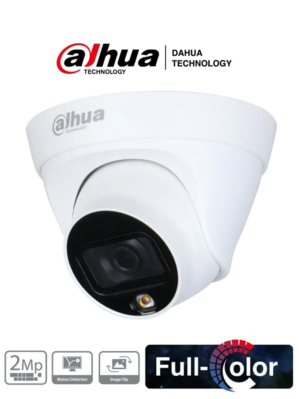 DH-IPC-HDW1239T1P-LED-0280B-S6. Cámara IP Dahua tipo Eyeball 2MP full color lente fijo 2.8mm con protección IP67 1