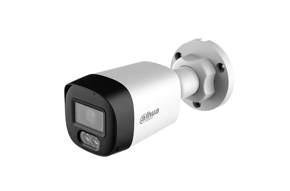 DH-HAC-HFW1200RLN-IL-T-0280B-DIP. Cámara Dahua HDCVI tipo bullet de 2MP lente fijo de 2.8mm iluminación dual de hasta 30m protección IP67 con audio bi direccional. 1