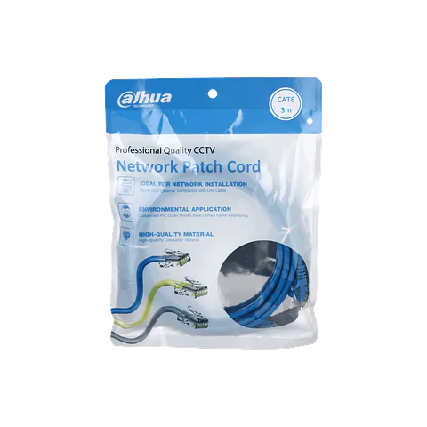 DH-PFM972-6U-3-AZ. Patch cord 3 metro Dahua categoría 6 de 24AWG COLOR AZUL
