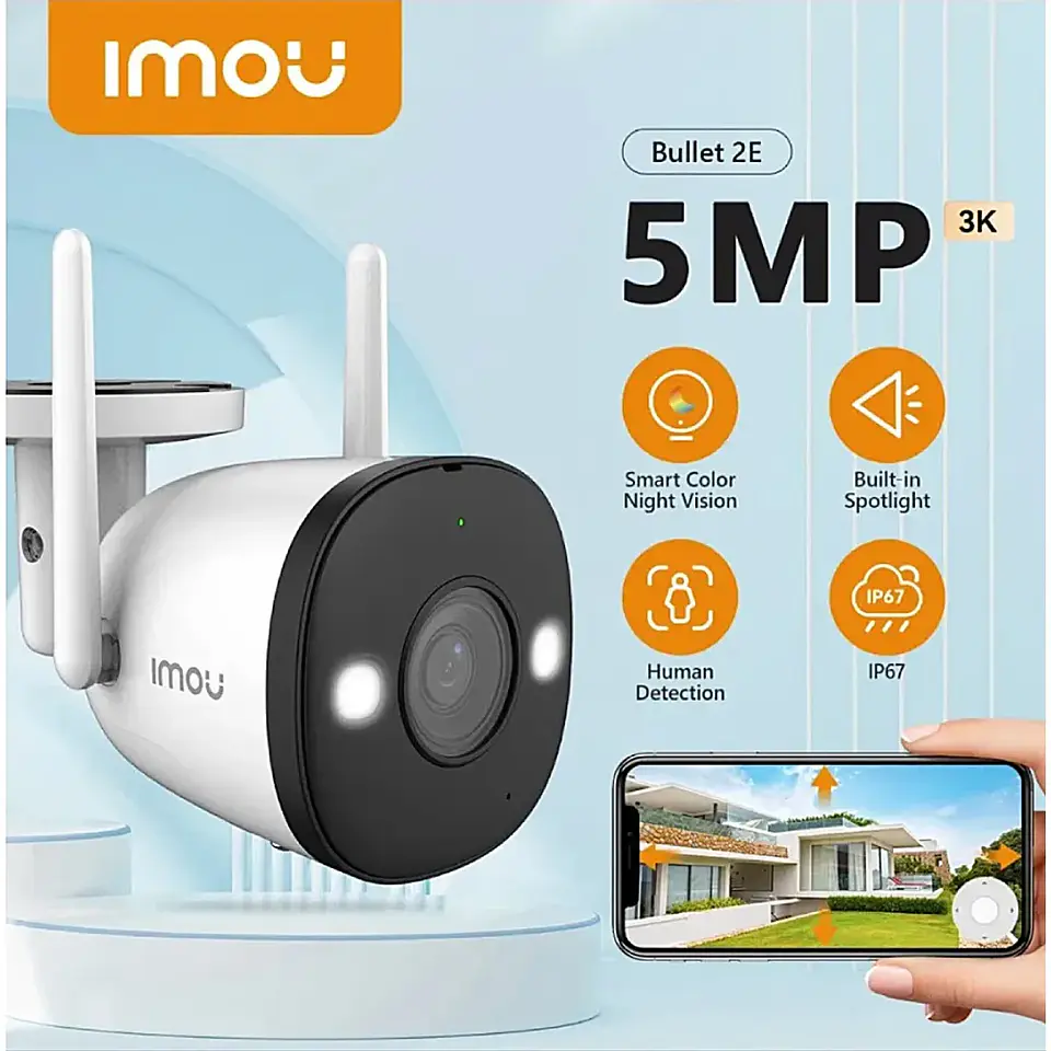 IPC-K3DN-5V0W. IPC-K3DN-5V0W. Cámara WIFI, Tipo Bala Imou 5MP,  lente 2.8m,  IR 25Mts, Luces disuasivas, Audio Bidireccional, Detección de personas y vehículos, IP67. 2