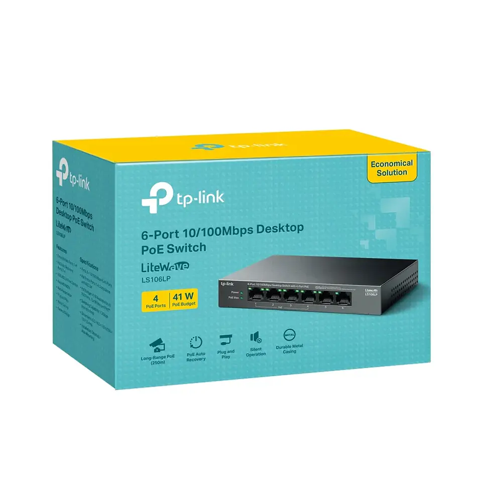 LS106P. Switch tp-link de 6 puertos 10/100Mbps switch de escritorios con 4 puertos PoE+ 4