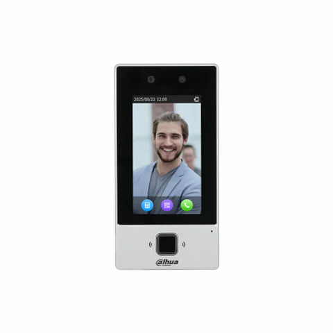 DHI-ASI6214D-W. Control de acceso Dahua Stand Alone, Pantalla táctil de 4,3", Múltiples Métodos de Desbloqueo: Rostro, Tarjeta, Contraseña, Código QR y Huella Digital, Conexión TCP/IP y Wi-Fi.