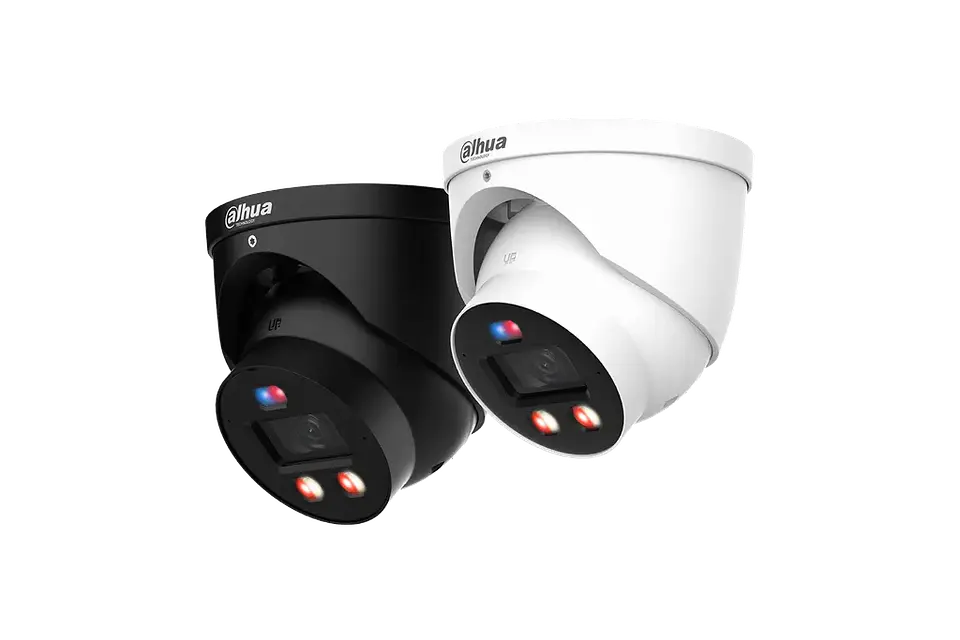 DH-IPC-HDW3449H-AS-PV-0280B-PRO. Cámara IP Dahua tipo Eyeball de 4MP lente fijo de 2.8mm con tecnología WizSense, doble iluminación y disuasión activa 4