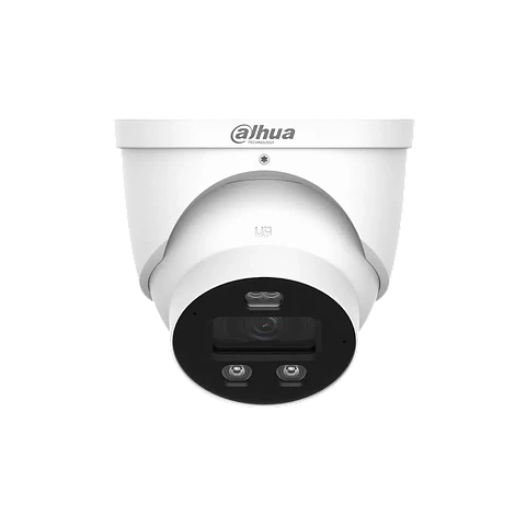 DH-IPC-HDW3449H-AS-PV-0280B-PRO. Cámara IP Dahua tipo Eyeball de 4MP lente fijo de 2.8mm con tecnología WizSense, doble iluminación y disuasión activa