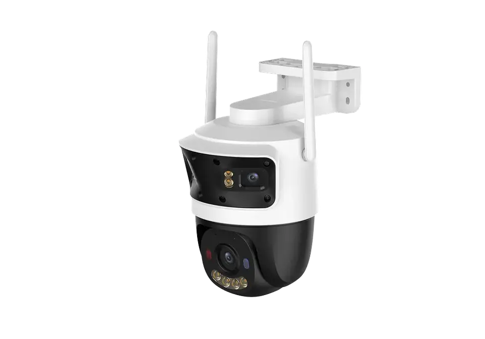 IPC-S7UN-11M0WED. Cámara IMU Cruiser Triple 11MP lente tripe, 2 lente fijos de 3MP 1 lente PT de 5MP cámara de exterior audio bidireccional. 5
