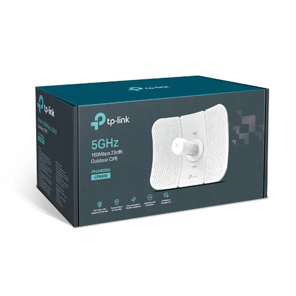 CPE605. CPE exterior 5GHz 150Mbps Antena direccional alta ganancia de 23 dBi y reflector metálico de 3