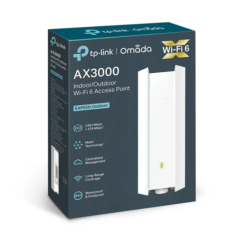 EAP650-Outdoor. Punto de acceso Wi-Fi 6 para interiores y exteriores AX3000 compatible con Omada Mes 3