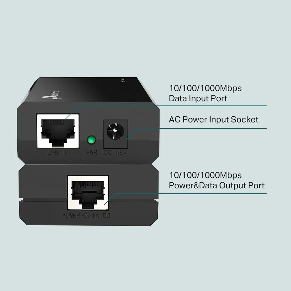 TL-POE150S. INYECTOR POE TP-LINK. 48VDC. 15.4W 802.3AF 6