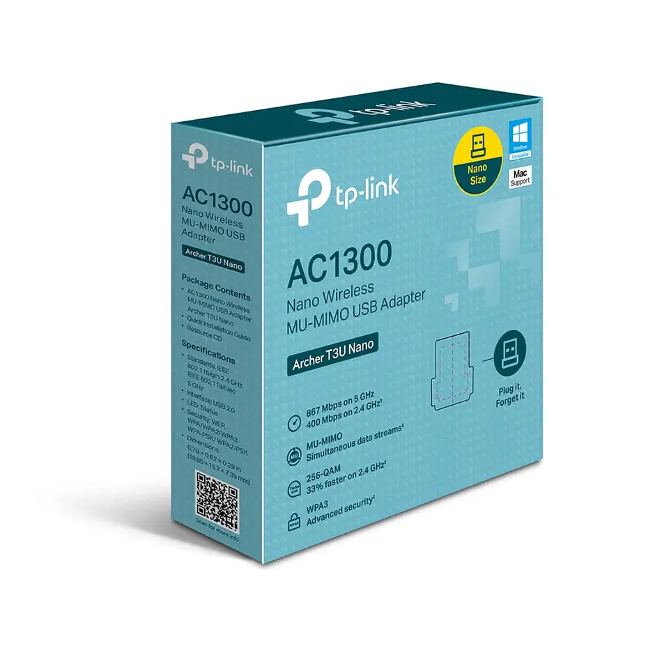 Archer T3U Nano. Adaptador USB AC1300 Nano Wireless MU-MIMO 2