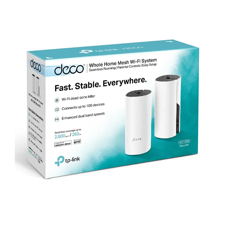 Deco M4(3-pack). Pack 3 Router WiFi Home Mesh AC1200 doble banda (867Mbps en 5GHz y 300Mbps en 2.4GHz) 2 puertos 1Gb 4
