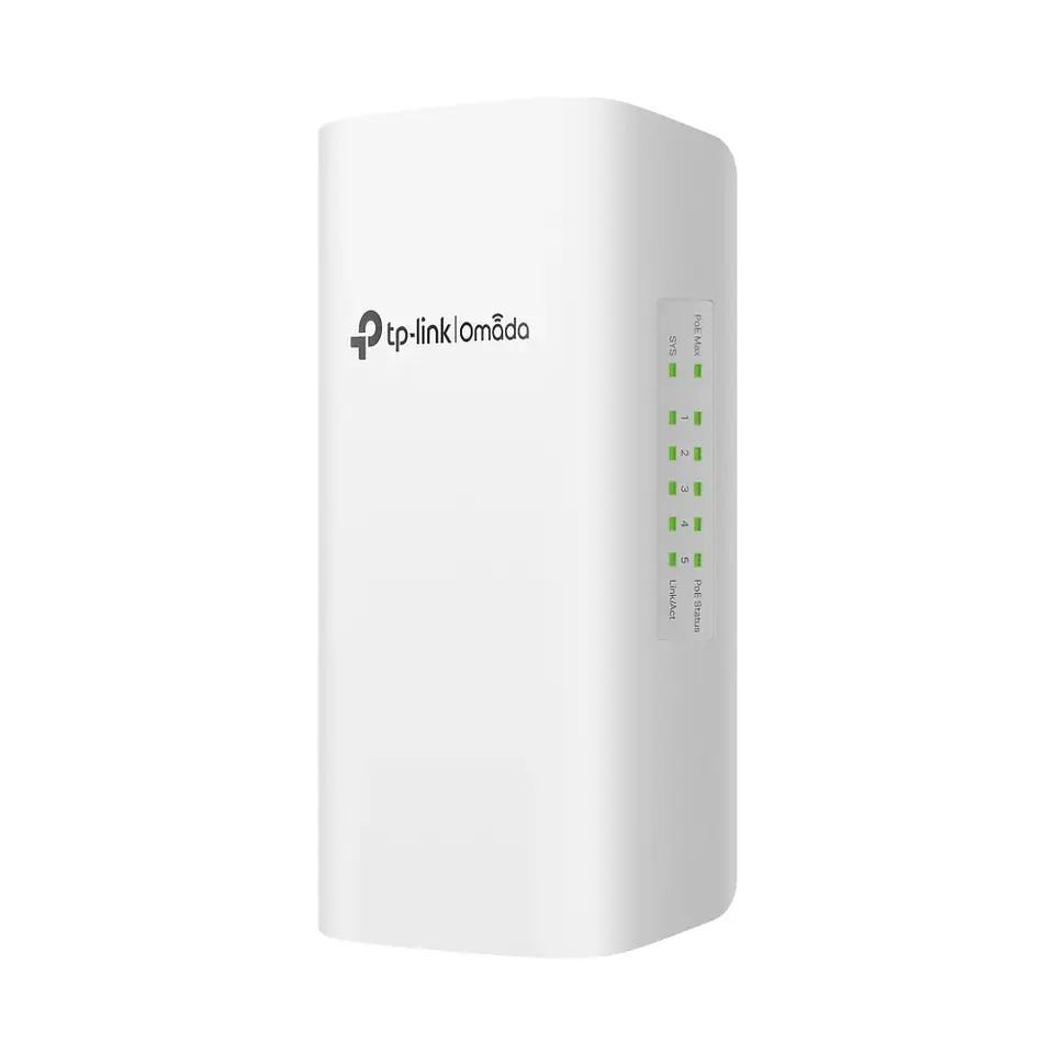 SG2005P-PD. SWitch Omada de exterior 5 puertos Giga ethernet 1 PoE++in 4 PoE+ Out Distancioa PoE de hasta 200m protección IP55 1