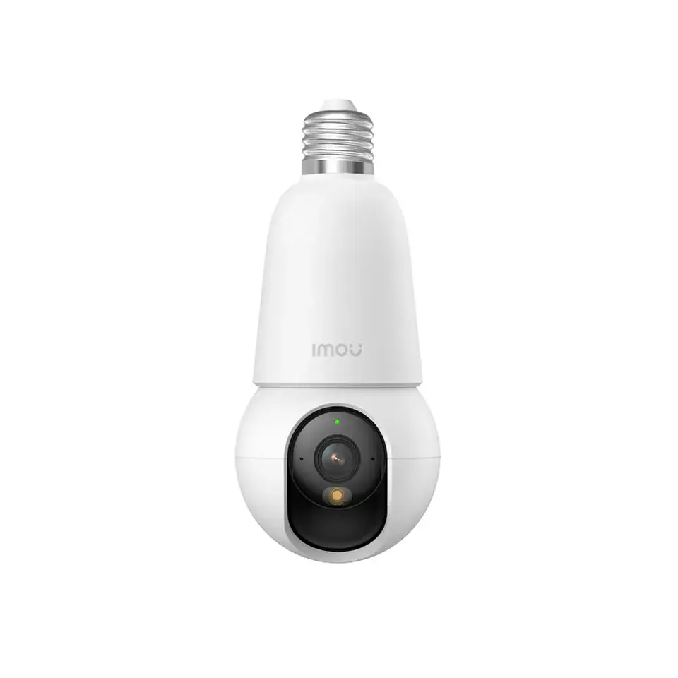 IPC-K6C-5H1WEB. Cámara IP WiFi Imou tipo ampolleta E27, 5MP, lente 3.6 mm, movimiento PT 355°, visión nocturna 10 m, detección humana, audio bidireccional, WiFi 6 de 2.4 GHz, microSD hasta 512 GB. 1
