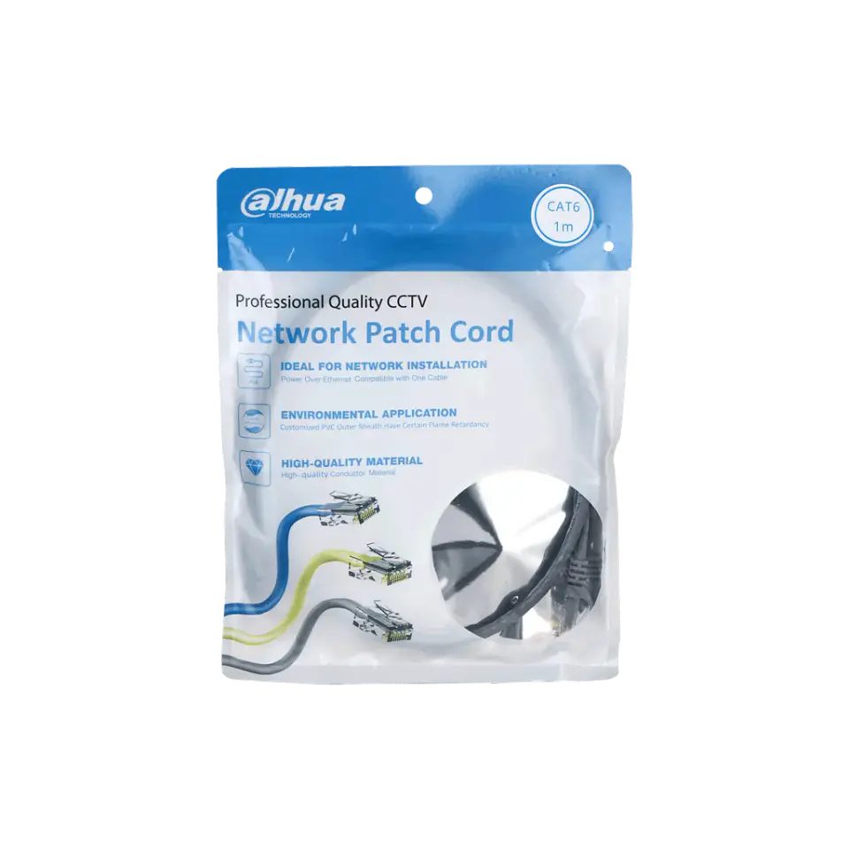DH-PFM972-6U-1-gray. Patch cord 1 metro Dahua categoría 6 de 24AWG COLOR GRIS 1