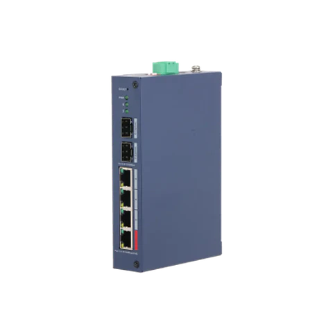 DH-CHS4206-4ET-90. Switch Dahua Formato Industrial, 4 puertos Poe 10/100 + 2 Puertos SFP 10/100/1000, Capa 2, protección IP30 y IK06.