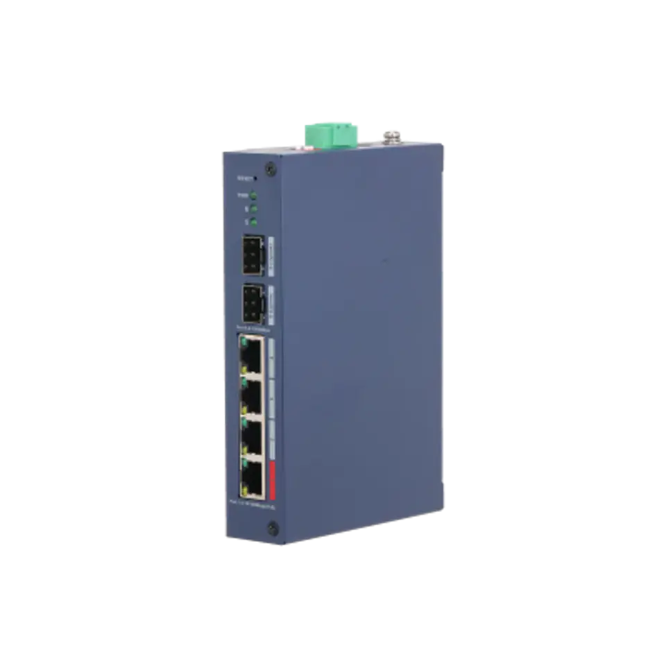 DH-CHS4206-4ET-90. Switch Dahua Formato Industrial, 4 puertos Poe 10/100 + 2 Puertos SFP 10/100/1000, Capa 2, protección IP30 y IK06. 1