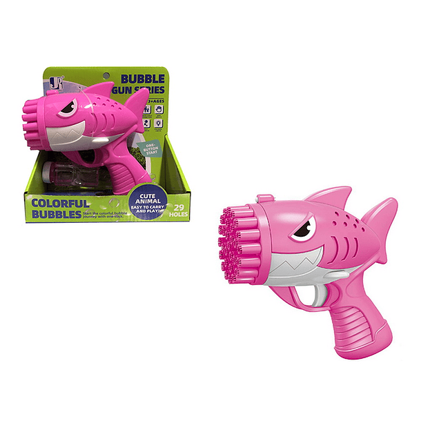 PISTOLA PINK TIBURON LANZA BURBUJAS