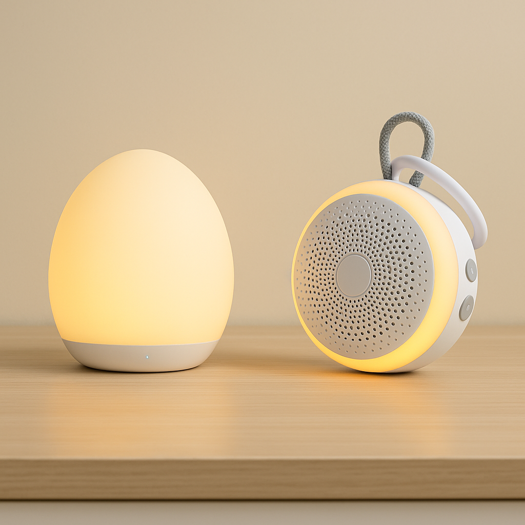 Pack Descanso Total – Máquina de Ruido Blanco + Lámpara LED de Noche para Bebés 1