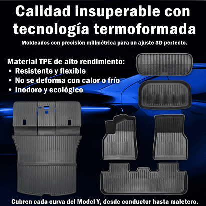 Set de Tapetes Termoformados para Tesla Model Y 3