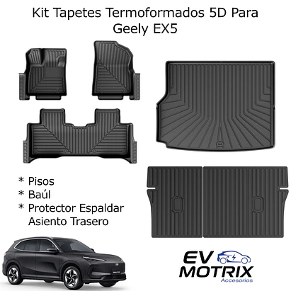 Kit de Tapetes Termoformados para Geely EX5: Pisos - Baúl - Asiento Trasero 2