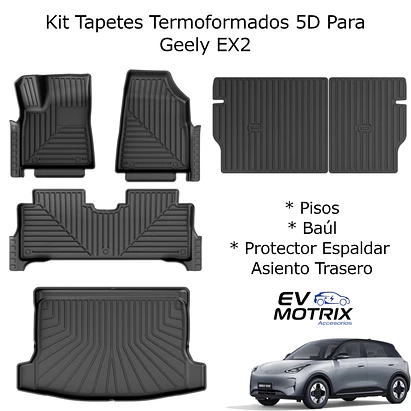 Kit de Tapetes Termoformados para Geely EX2: Pisos - Baúl - Asiento Trasero 2