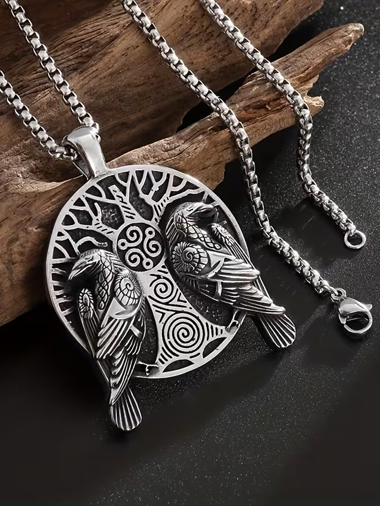 Colar Pingente Árvore da Vida e Corvo  3