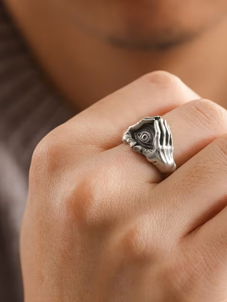 Anel Mãos Esqueleto com Olho da Sabedoria 2