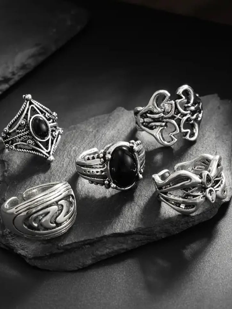 Conjunto de Anéis de Metal Vintage  2