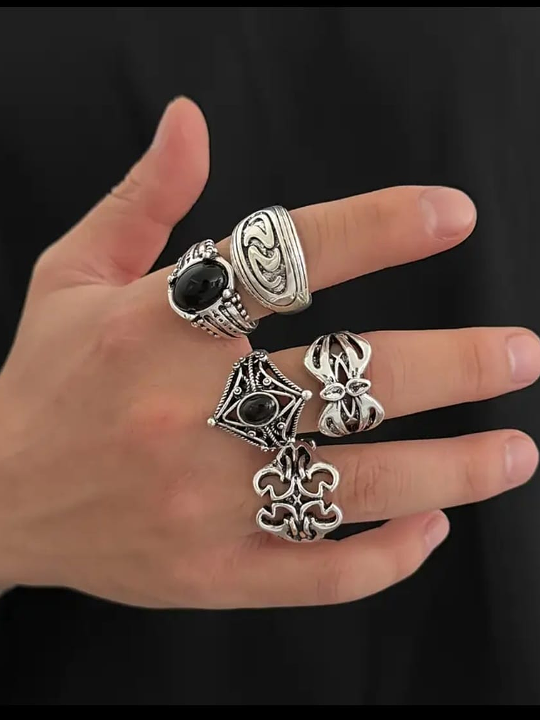 Conjunto de Anéis de Metal Vintage  4