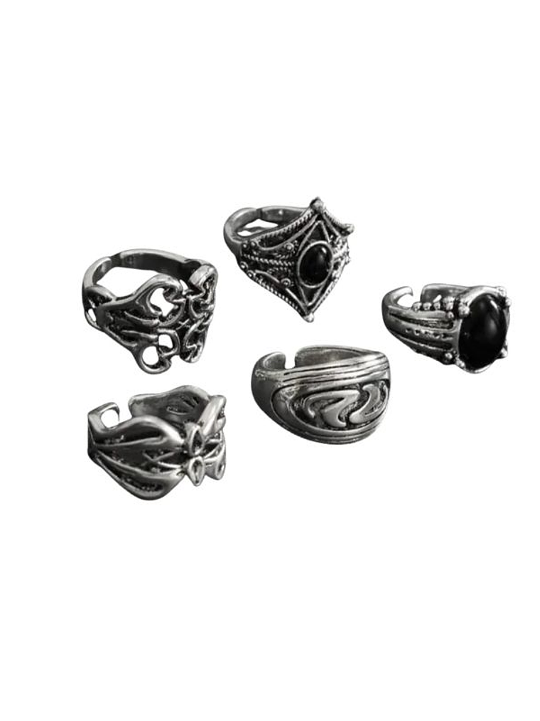 Conjunto de Anéis de Metal Vintage  1