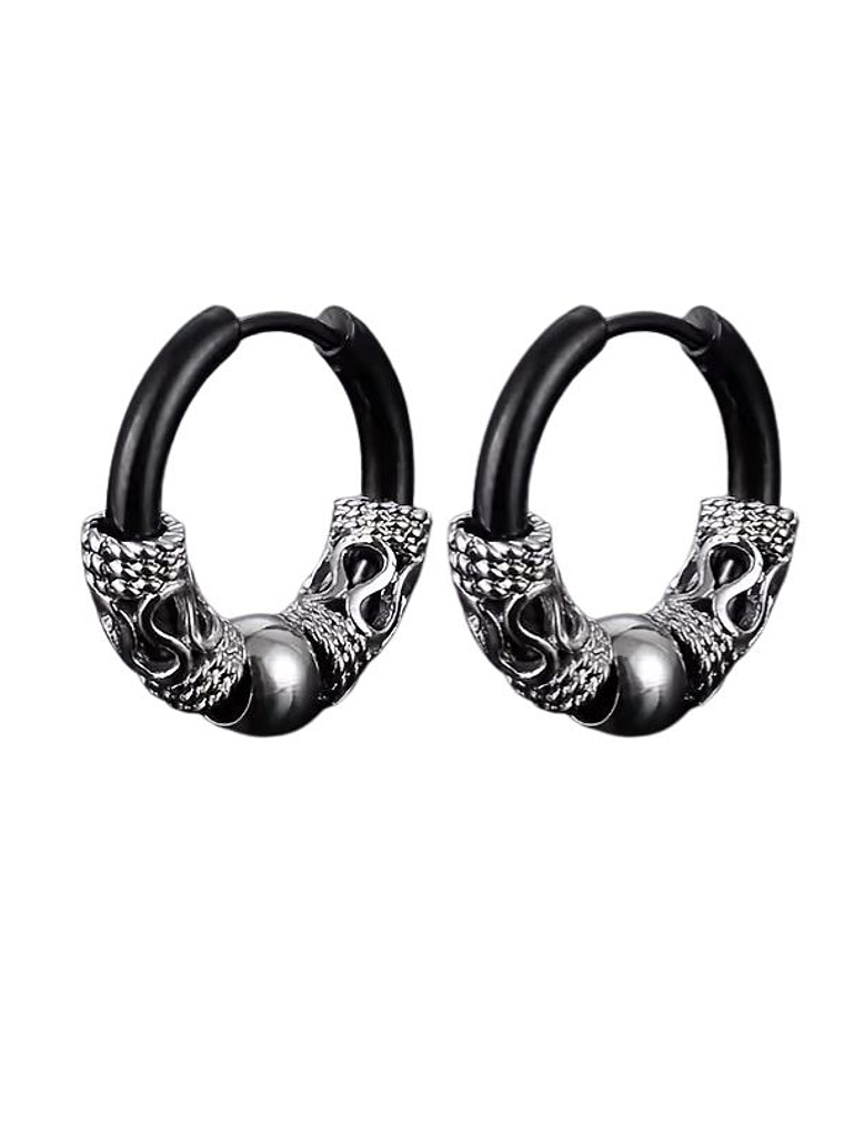 Brincos Dragão Argola Preta  1