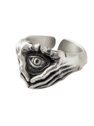 Anel Mãos Esqueleto com Olho da Sabedoria