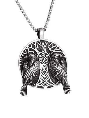 Colar Pingente Árvore da Vida e Corvo 