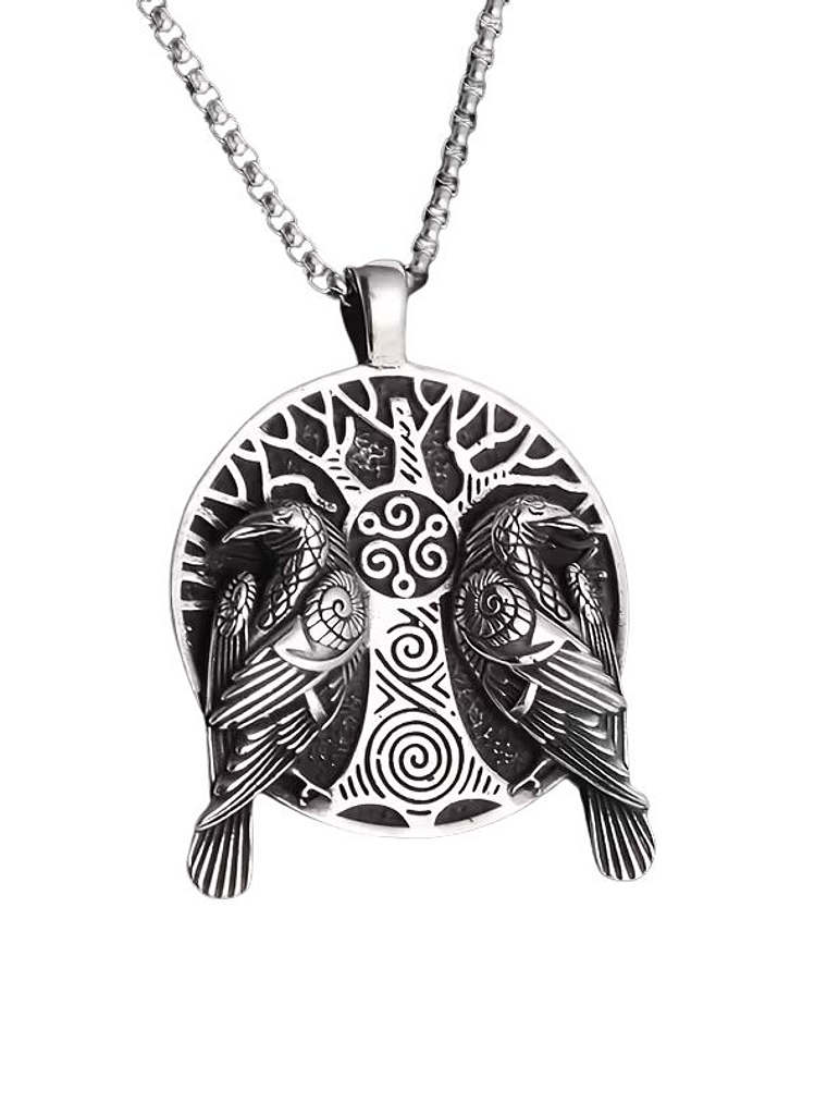 Colar Pingente Árvore da Vida e Corvo  1