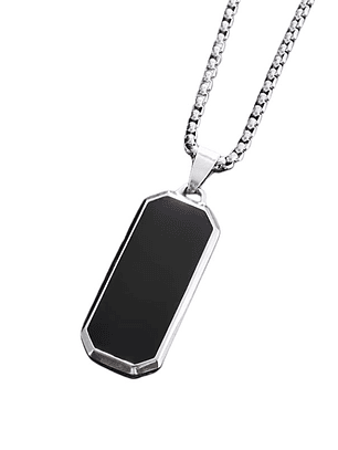 Colar Pingente Pedra Negra 