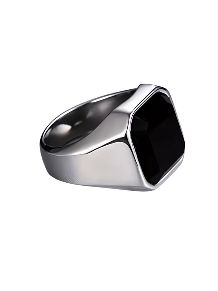 Anel Pedra Preta Quadrado 1