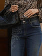 jeans com aplicações animal print na lateral  - Thumbnail 2