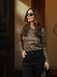 camisola gola assimétrica  animal print - Thumbnail 3