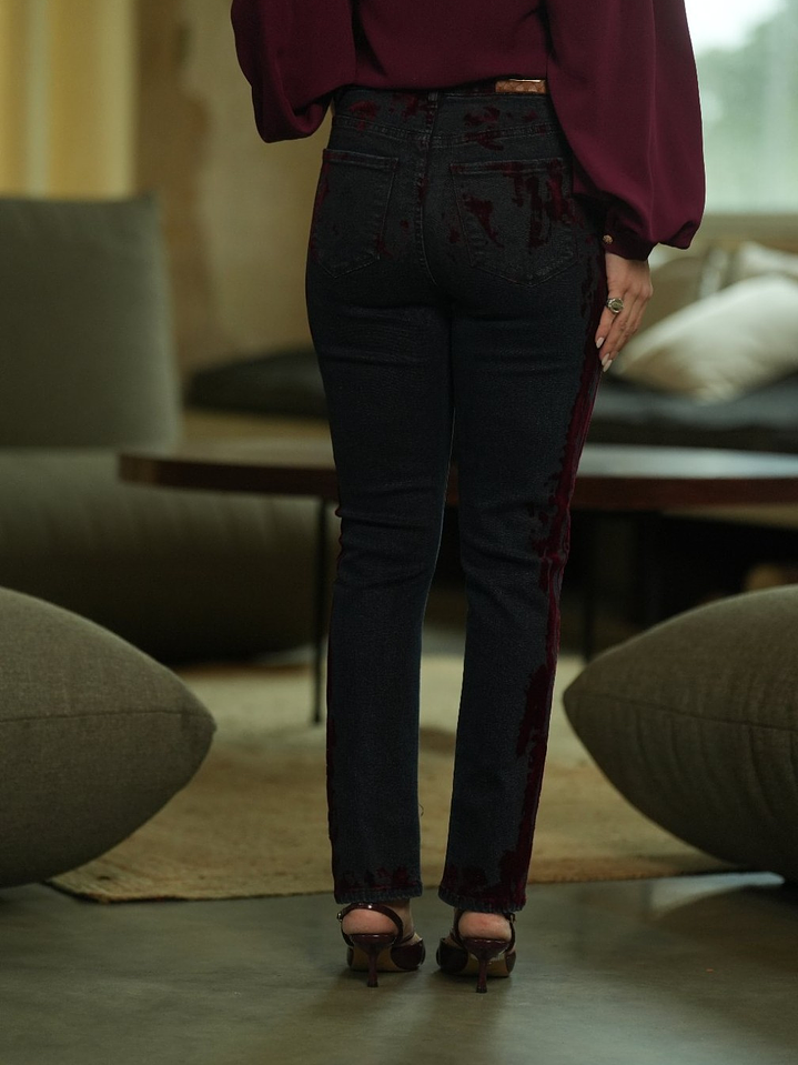 Calças com aplicações em veludo 3